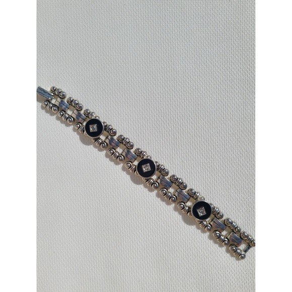 Jewelry - Silver Tone Black Bracelet / No Markings